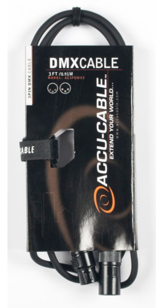 AC3PDMX3 3', 3 PIN XLR DMX CABLE.