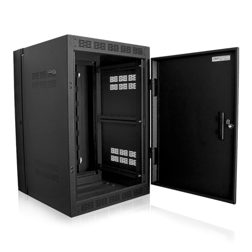 WMA16-23 16RU HIGH STRENGTH WALL CABINET WITH ADJUSTABLE RAILS, 23.5" DEEP