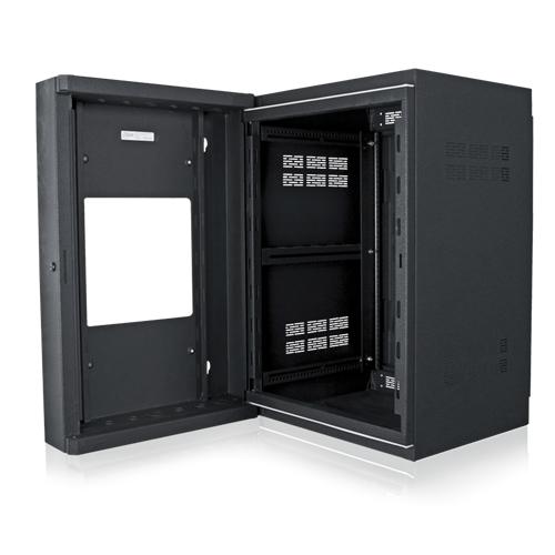 WMA16-23 16RU HIGH STRENGTH WALL CABINET WITH ADJUSTABLE RAILS, 23.5" DEEP