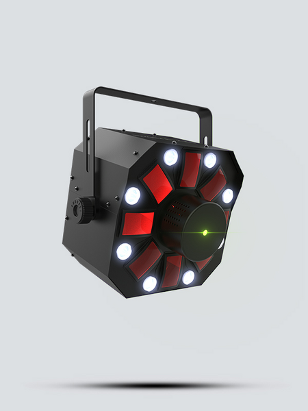 SWARM5FXILS 3-IN-1 LED LIGHT, INCLUDES RGBAW ROTATING DERBY, RED/GREEN LASER, AND WHITE STROBE EFFECT