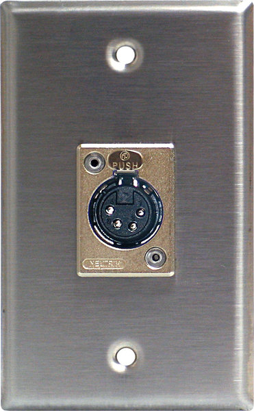 CP401 SINGLE GANG WALL PLATE WITH 4 PIN MALE DMX CONNECTOR