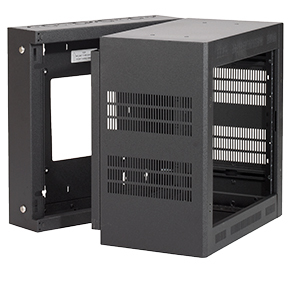 LWR-2123 RACK-SECTIONAL WALL MOUNT-21U, 23IN DEEP, 1PR ADJ RAILS, BLACK - 20" USEABLE DEPTH