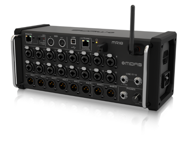 MR18_US1 MIDAS 18-INPUT DIGITAL MIXER FOR IPAD/ANDROID TABLETS WITH 16 MIDAS PRO PREAMPS,