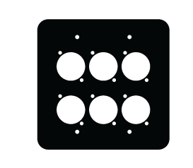 FP-2G-6-B FPG WALLPLATE :  2 GANG, BLACK, 6EA NEUTRIK® D CUTOUTS
