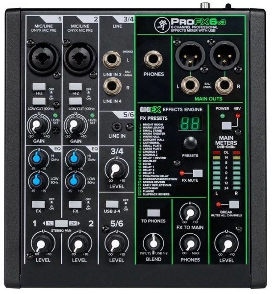 PROFX6V3 6CH  PROFESSIONAL EFFECTS MIXER WITH USB & EFFECTS