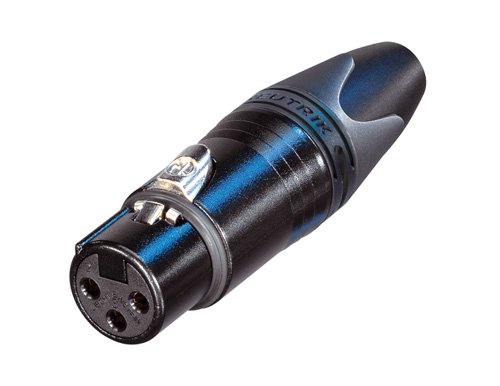 WHI-NC3FXX-BAG CONNECTOR - XLR - NEUTRIK, FEMALE INLINE, 3 PIN, BLK/SILVER