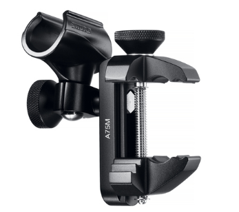 A75M UNIVERSAL MICROPHONE MOUNT WITH LARGE AND SMALL CLIP ADAPTERS AND UNIVERSAL THREADED ADAPTER POST