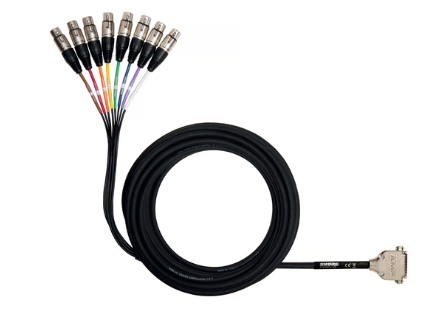 DB25-XLRF 8 CHANNEL DB25 TO XLR FEMALE AUDIO SNAKE, 25 FT.