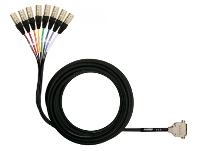 DB25-XLRM 8 CHANNEL DB25 TO XLR MALE AUDIO SNAKE, 25 FT.