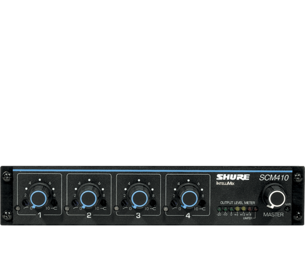 SCM410 4CH  AUTOMATIC MICROPHONE MIXER (110V) WITH LOGIC CONTROL AND EQ PER CHANNEL