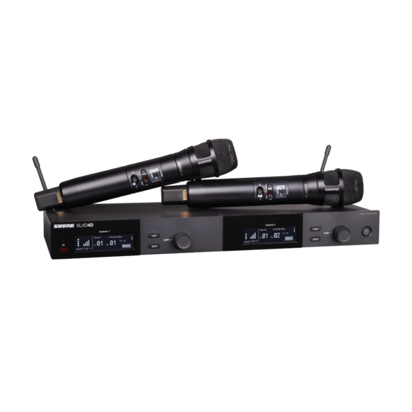 SLXD24D/N8CB-H55 DUAL WIRELESS SYSTEM, 2 NEXADYNE 8/C HANDHELD TRANSMITTERS, H55 (514-558 MHZ) WIRELESS BAND