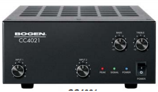 CC4021 MIXER AMPLIFER, 40W, 2 INPUTS: 1 BALANCED MIC/LINE; 1 UNBALANCED AUX / 70V, 25V, 4-OHM, & 8-OHM