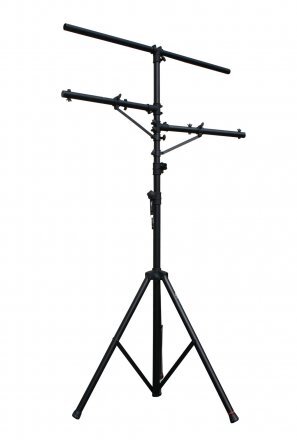 GFW-LIGHT-LS1 ALUMINUM LIGHTING STAND FOR UP TO 8 FIXTURES:TRIPOD BASE, 4FT TOP T-BAR ARMS, HEAVY DUTY CROSS BRACE