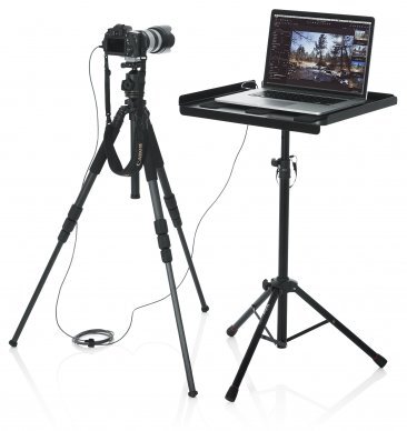 GFW-UTL-MEDIATRAY1 GATOR FRAMEWORKS COMPACT ADJUSTABLE MEDIA TRAY WITH TRIPOD STAND