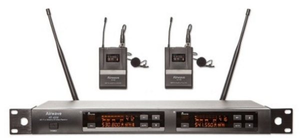 AT-4220 514-542 MHZ  144-CHANNEL UHF DUAL CHANNEL 2-BODYPACK/LAV WIRELESS MICROPHONE SYSTEM