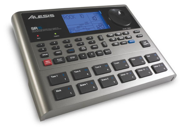 SR18 DRUM MACHINE WITH 500+ DRUM/PERCUSSION SOUNDS, BASS SYNTH, BUILT-EFFECTS, AND 100 PATTERNS.