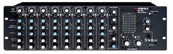 MX-508 8 INPUT STEREO RACKMOUNT MIXER WITH 3-BAND EQ & 2 AUX SENDS PER CHANNEL, BAL XLR OUTPUTS, 3RU