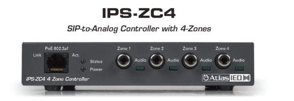 IPS-ZC4 FOUR ZONE POE+ IP ADDRESSABLE SINGLE IP-TO-ANALOG GATEWAY