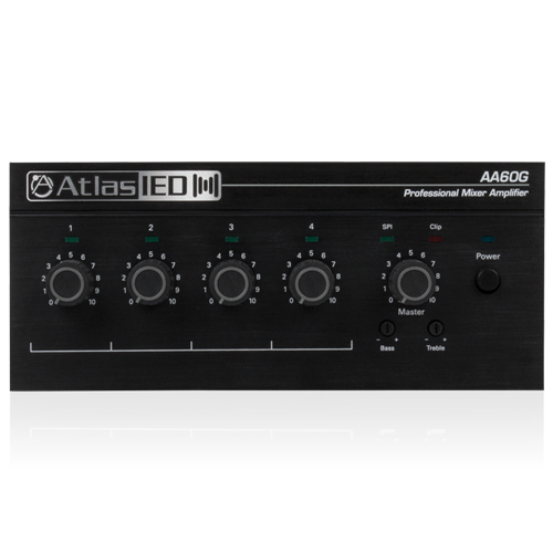 AA60G 4-INPUT 60W MIXER AMPLIFIER WITH GLOBAL POWER SUPPLY / 70V, 100V, OR 8OHM AMPLIFIER OUTPUT