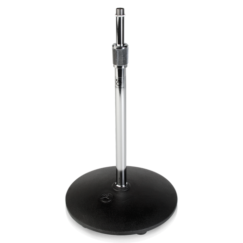 DMS10 DRUM MIKING STAND 15"-26" (TABLE TO TOP OF THREADS) HEIGHT ADJUSTMENT- CHROME TUBE, BLACK ROUND BASE