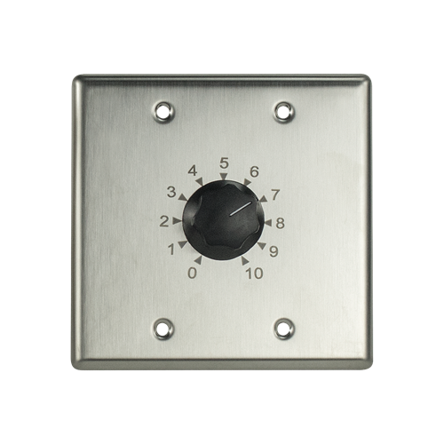 E408-250 PRECISION, PLATE MOUNTED 250W ATTENUATOR, 1.5DB STEPS / 2 GANG STAINLESS STEEL PLATE