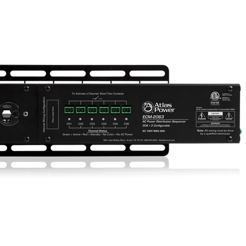ECM-2063 20A+20A+20A AC POWER DISTRIBUTION SEQUENCER RACEWAY