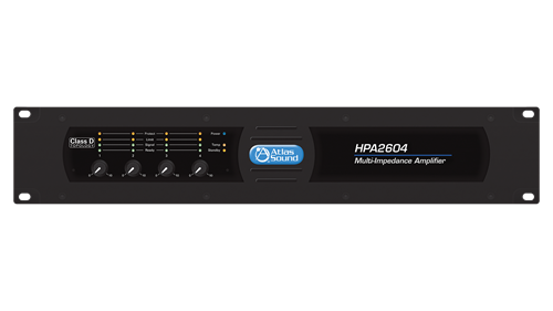 HPA2604 4CH 2600W COMMERCIAL AMPLIFIER / 4 X 650W @ 70V/100V AND 4/8 OHM - 4-BALANCED INPUTS / 2RU