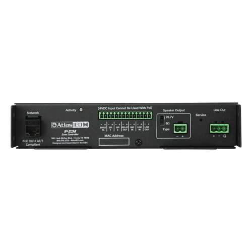 IP-ZCM SINGLE OUTPUT POE+ IP ADDRESSABLE IP-TO-ANALOG GATEWAY  W/(2) GP I/O, MIC IN, BUILT-IN AMP