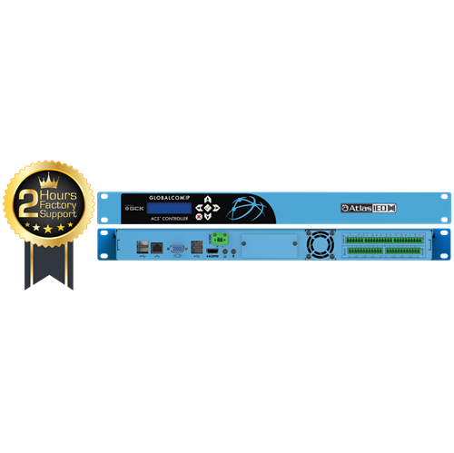 IP100-CS GLOBALCOM LAYER 3 IP AUDIO CONTROLLER WITH GCK SOFTWARE, 8 X 8 LOGIC/RELAY IO WITH 2 HR SUPPORT