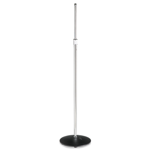 MS-12C LOW-PROFILE MIC STAND CHROME (SILVER) TUBE WITH BLACK ROUND BASE