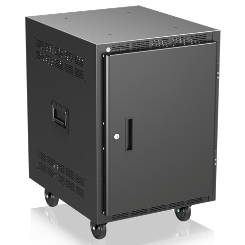 RX14-30SFD 30" DEEP, 14RU MOBILE EQUIPMENT RACK INCLUDES: CASTERS, SIDE HANDLES, AND SOLID DOORS