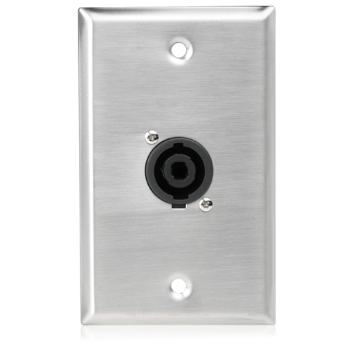 SG-NL4MP-1 SINGLE GANG STAINLESS STEEL PLATE WITH (1) NL4MP 4 POLE SPEAKON-STYLE CONNECTOR