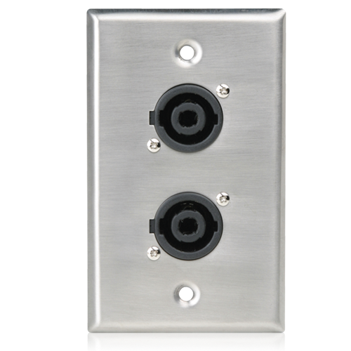 SG-NL4MP-2 SINGLE GANG STAINLESS STEEL PLATE WITH (2) NL4MP 4 POLE CONNECTORS