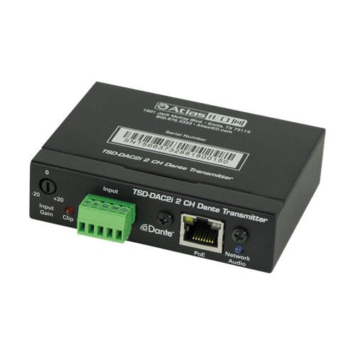 TSD-DAC2I 2 CHANNEL BALANCED LINE INPUT ANALOG PRE-AMP TO DANTE INTERFACE (CONVERTS ANALOG AUDIO TO DANTE)