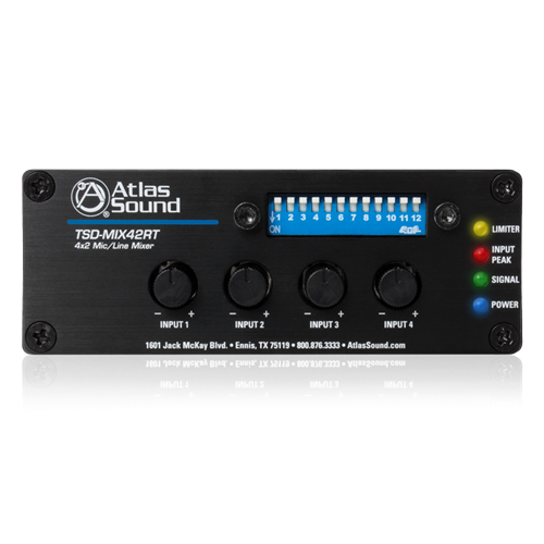TSD-MIX42RT 4X2 MIC/LINE MIXER WITH PRIORITY SENSE AND REMOTE CONTROL