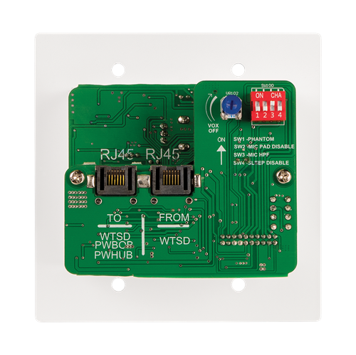 WTSD-MIX31K INDOOR/OUTDOOR WALL MIXER PLATE -3X1 MIC/LINE/BLUETOOTH/AUX MIXER W/OPTIONAL DANTE NETWORK INTERFACE