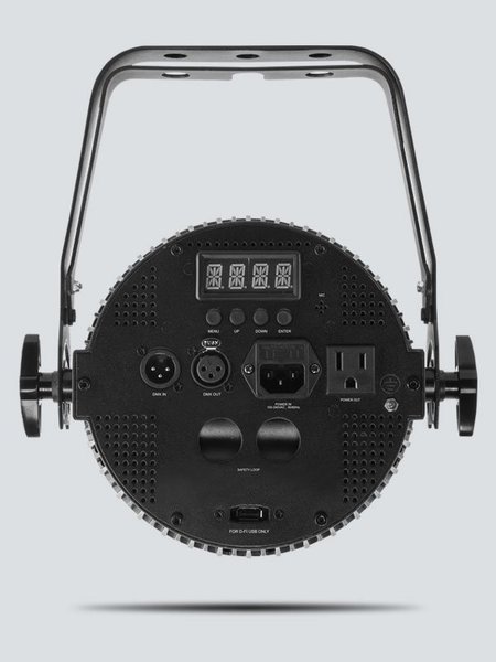 SLIMPARPROHUSB LED PAR DESIGNED FOR ANY APPLICATION IN NEED OF A HIGH-POWER, HEX-COLOR (RGBAW+UV), LOW-PROFILE WASH