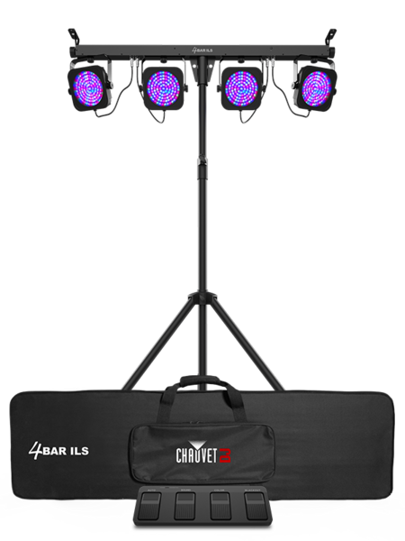 4BARILS 4BAR ILS:COMPLETE WASH LIGHTING SOLUTION W/4 ADJUSTABLE HEADS, STAND & BAG,ILS & D-FI USB COMPATIBLE