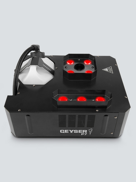 GEYSERP7 BURSTS OF FOG LIT WITH SEVEN 9-WATT PENTA-COLOR (RGBA+UV) LEDS