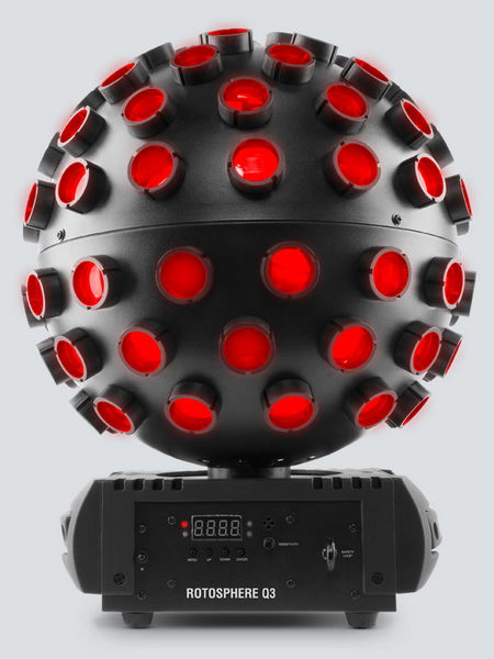 ROTOSPHEREHP MIRROR BALL SIMULATOR, HIGH POWER QUAD-COLOR LEDS, 3 LED ZONES