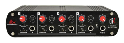 DI4 4-CHANNEL DIRECT BOX THAT CONVERTS UNBALANCED SIGNALS INTO BALANCED OUTPUT FOR USE WITH MIXERS,