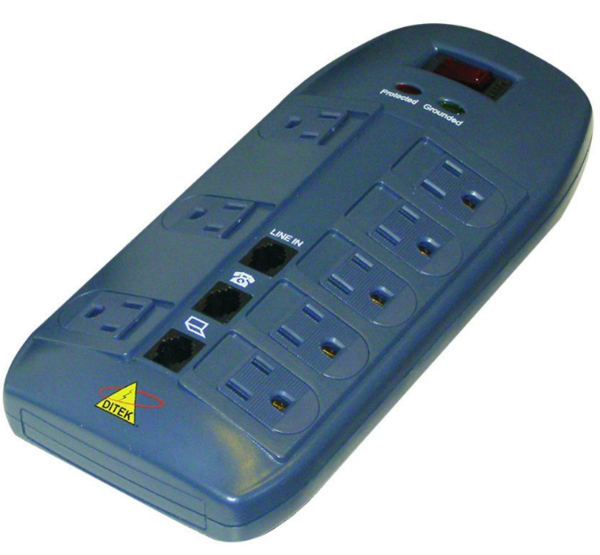DTK-8FF 8 OUTLET STRIP W/ RJ11 MODULAR JACK, 6' CORD