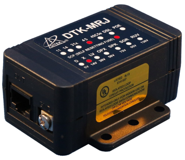 DTK-MRJ45SCPX 4 PAIR, 14V, RJ45 IN/OUT MODULAR JACK, 150MA SELF-RESETTABLE FUSE.