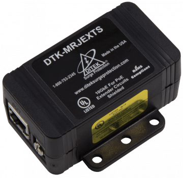DTK-MRJEXTS SINGLE CHANNEL 10GBE POE EXTENDER PROTECTOR– SHIELDED RJ45 CONNECTION