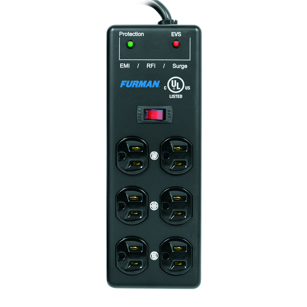 SS-6B-PRO 15 AMP AC SURGE STRIP 6 OUTLET 2X3 BLOCK WITH EXTREME VOLTAGE SHUTOFF, METAL CHASSIS, 15 FOOT CORD