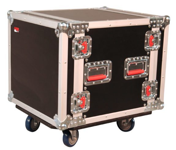 G-TOUR 10U CAST ATA WOOD FLIGHT RACK CASE / STANDARD ROAD RACK ; 10U; 17" DEEP; WITH CASTERS