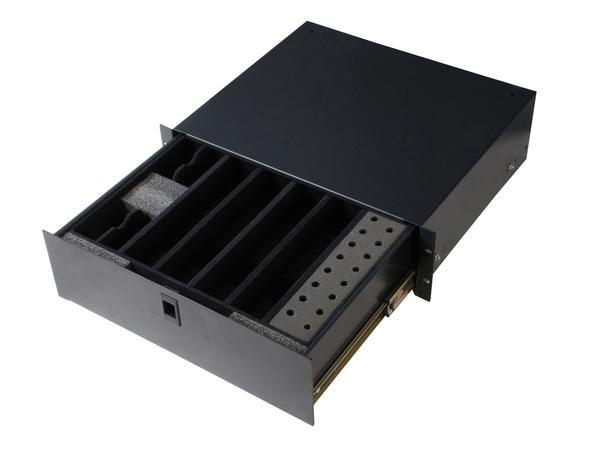 GRW-DRWWRLSS GATOR RACKWORKS RACK DRAWER; 14.2" DEEP; LOCKABLE; INTERIOR HAS INSERT FOR 4 WIRELESS