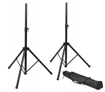RI-SPKRSTDSET SET OF 2 SPEAKER STANDS & CARRY BAG:TRIPOD BASE W/ADJUSTABLE HEIGHT & SAFETY PINS/ WEIGHT CAP 110LBS