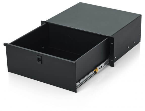 GRW-DRW4 4RU RACK DRAWER; 14.2" DEEP, LOCKABLE (LOCK KNOCK-OUT, LOCK AND KEY INCLUDED)