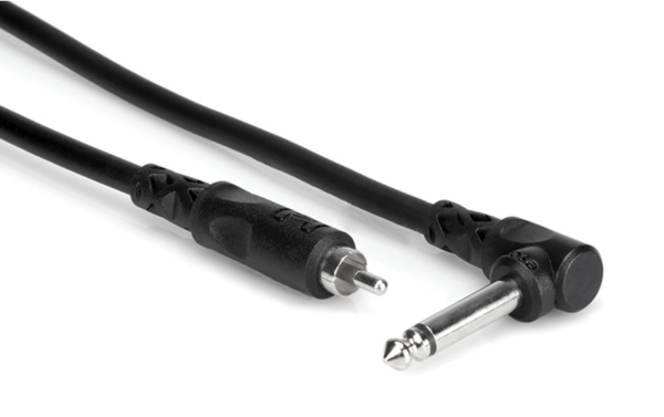 CPR-103R UNBALANCED INTERCONNECT, RIGHT-ANGLE 1/4 IN TS TO RCA, 3 FT